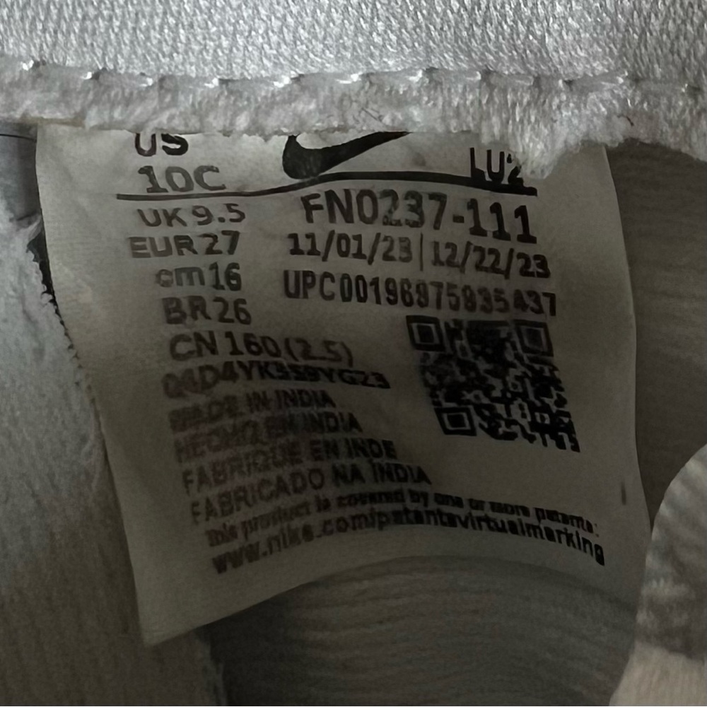 Nike Air Force 1 Low Kids Boys White Sneakers 10C - Picture 6 of 8